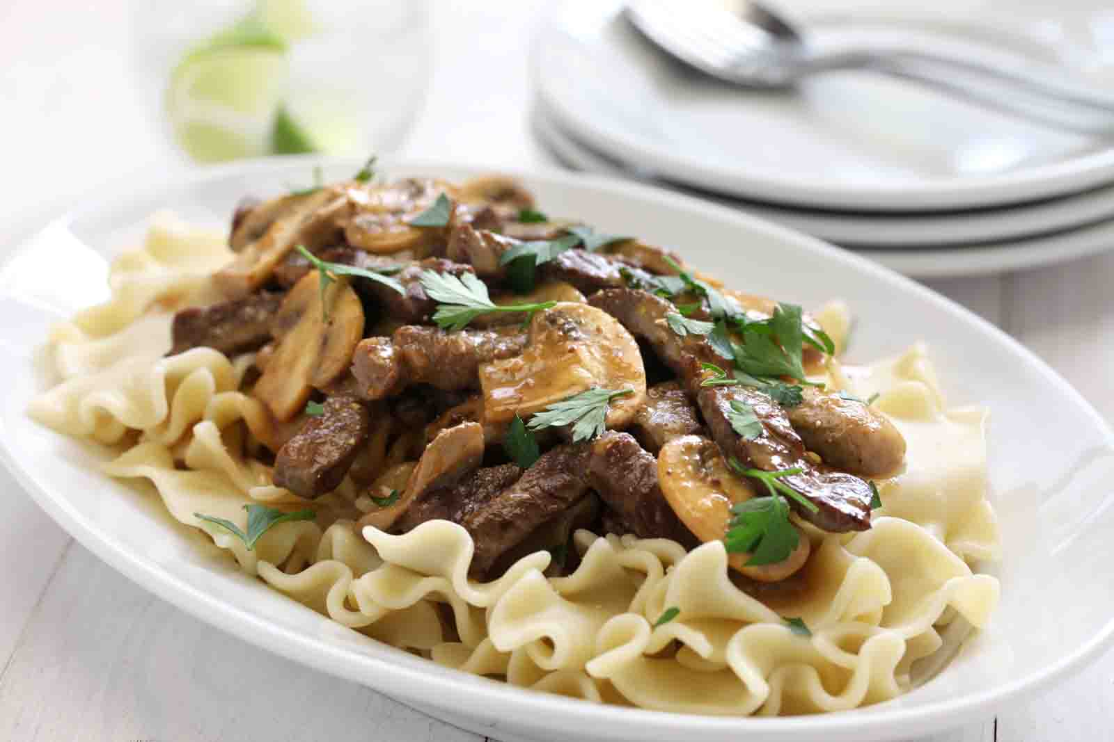 Easy Beef Stroganoff with Mushrooms Dinner Recipe