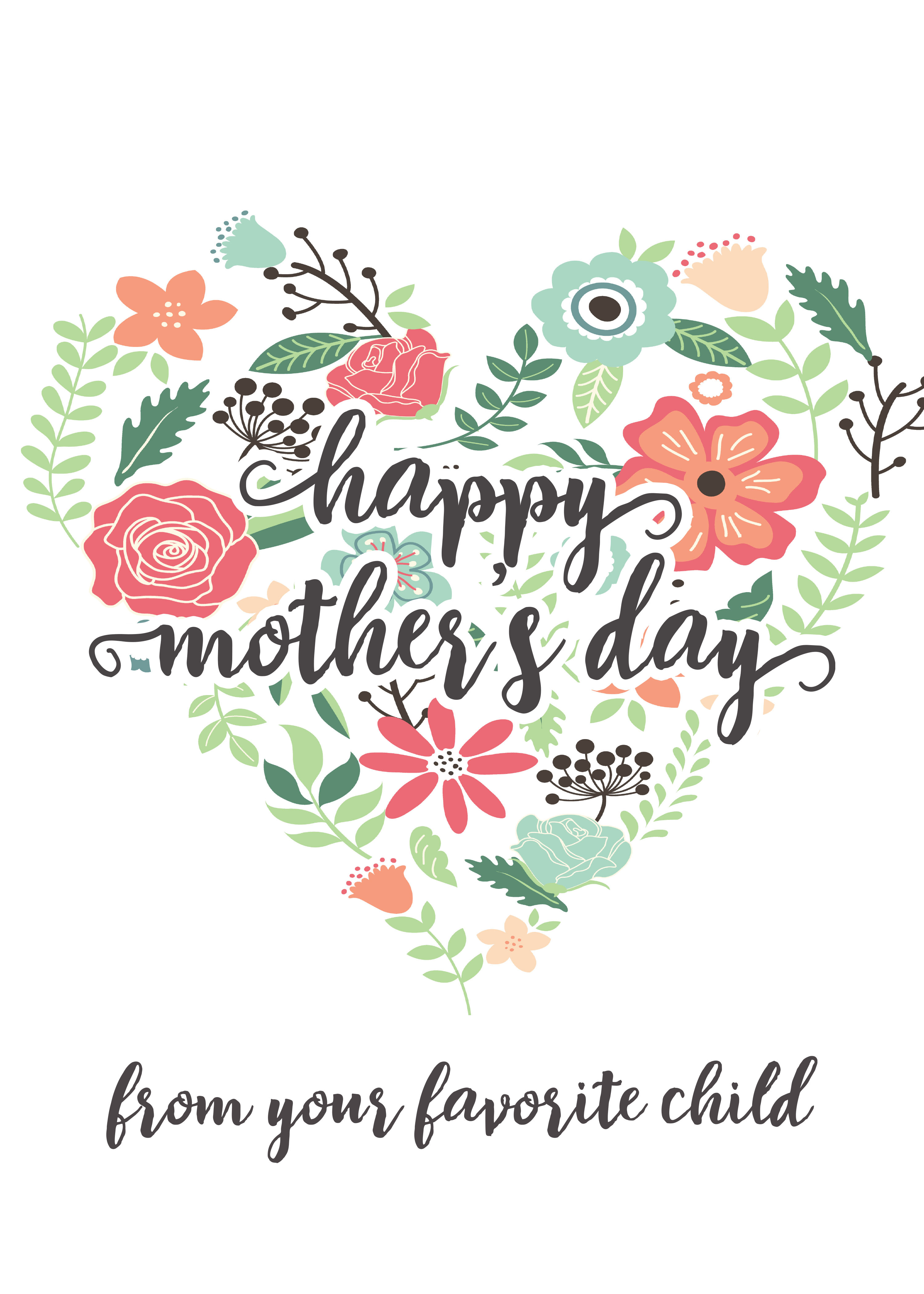 Mothers Day Messages Free Printable Mothers Day Cards @forkidsandmoms Happy Mothers Day